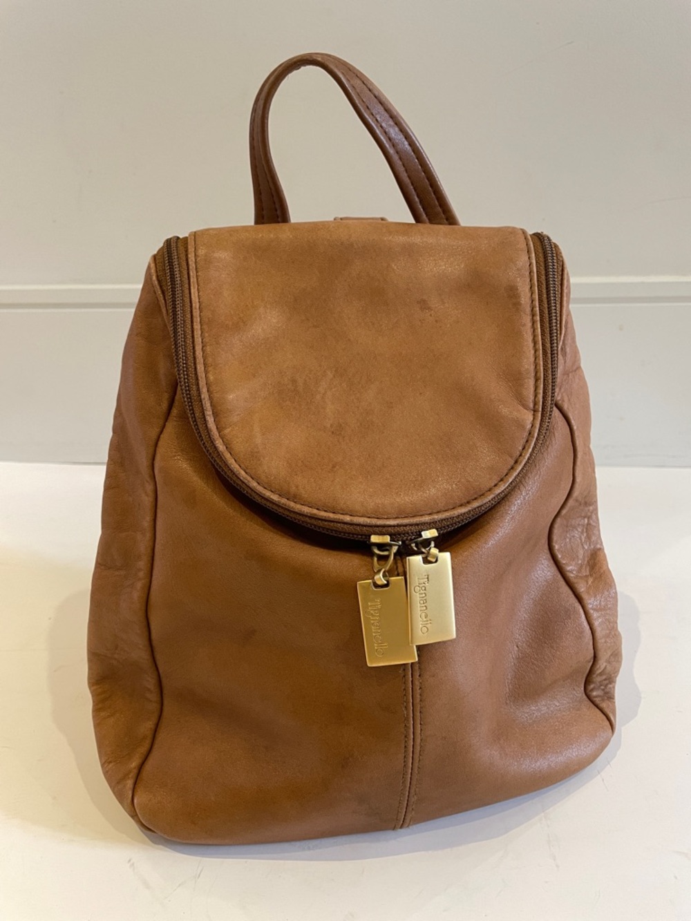 Tignanello Brown Leather Mini Backpack Crossbody Soft Leather Bag